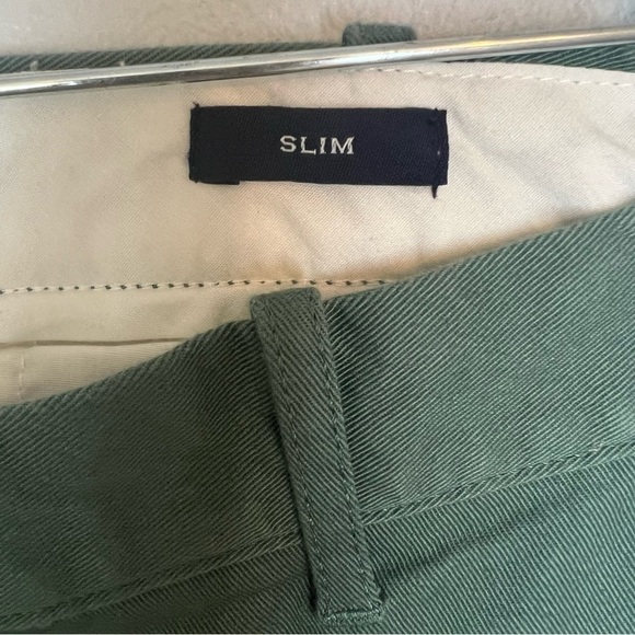 J Crew Men W38 L32 Flex Slim Pants Flat Front Green Tapered Leg Work Office - Picture 7 of 13